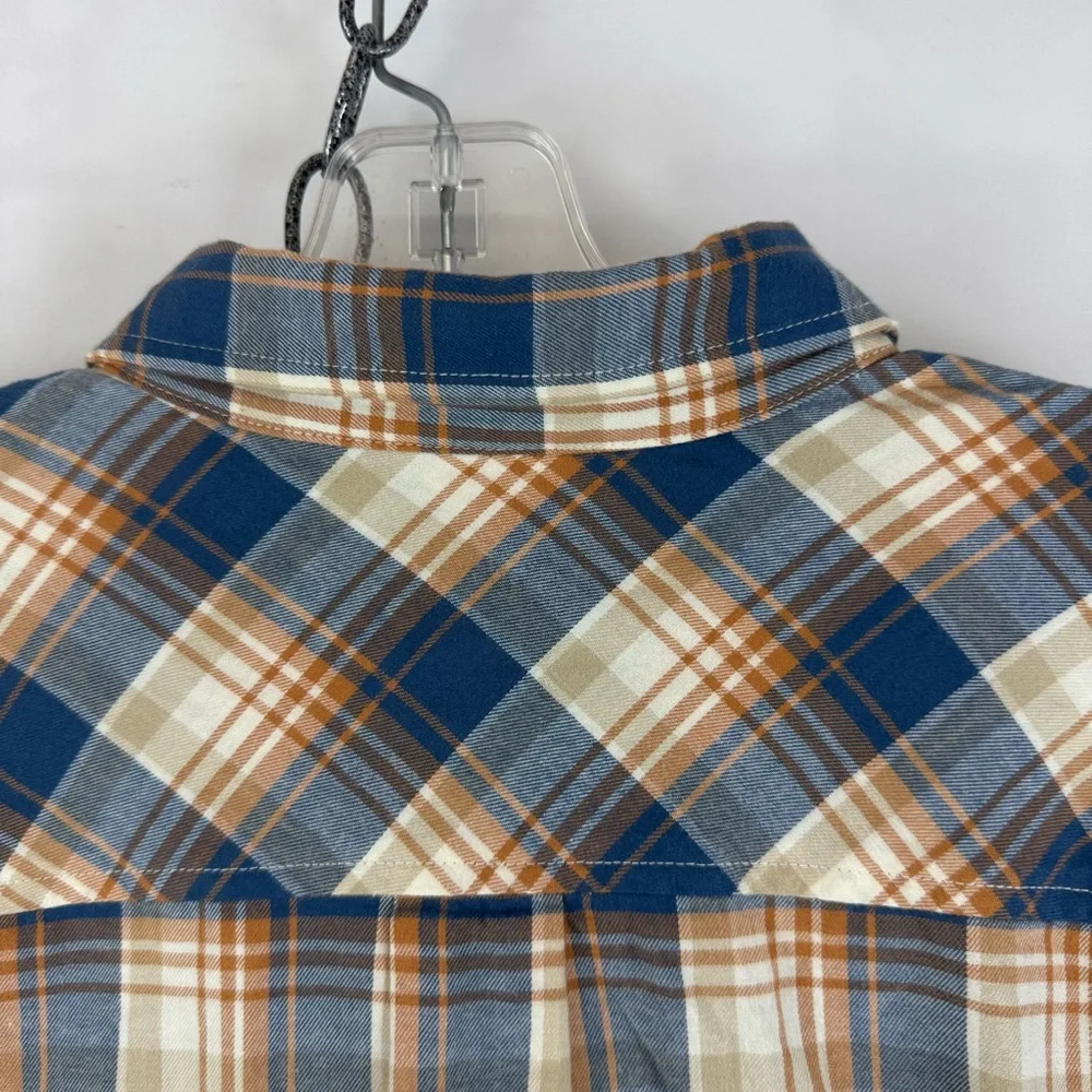 J.Crew Plaid Button Down Shirt Medium Blue Tan‎ Flannel Long Sleeve NWT
